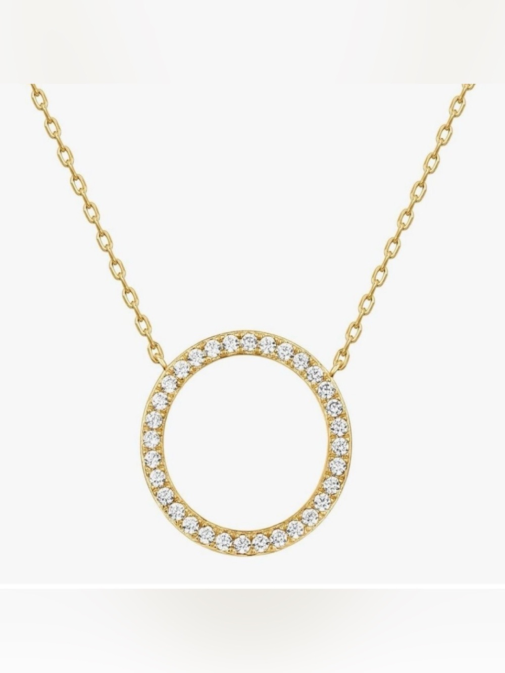 Adornia Gold Plated Open Circle CZ Necklace